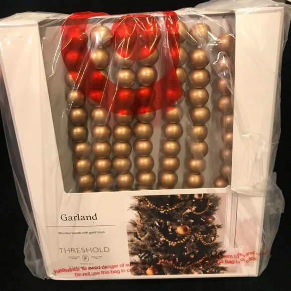 Hearth Hand Holiday Bead Decorative Garland Gold Christmas